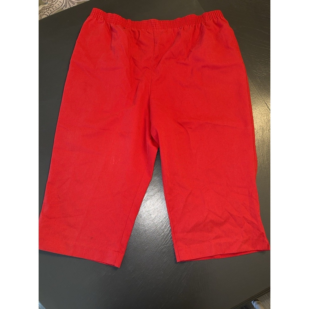Vintage Bonworth Pants Womens L Red Capri Crop Straight Leg Pull‎ On Casual